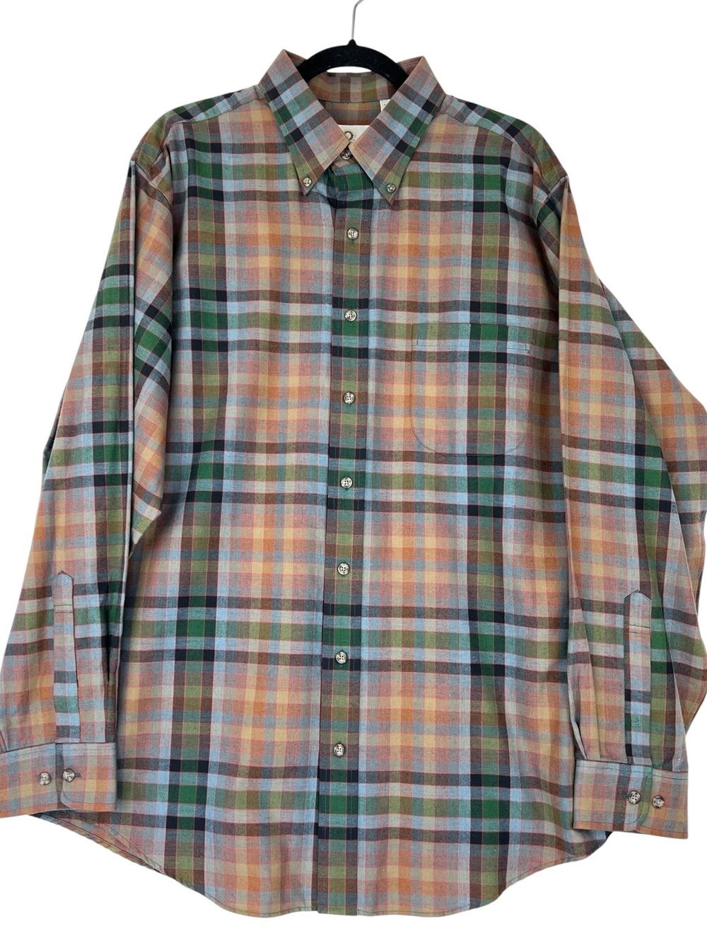 Vintage 90s Viyella Check Button Down Shirt XL Cotton Wool Blend Multicolor